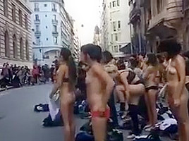 Nude women protest in Argentina -colour version