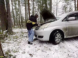 roadside assistance rewarded with car fucking