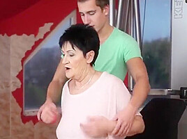 Horny Grandma Seduce Her Hot And Legal-age Personal Trainer