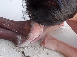 Ebony Pearl Beach Foot Worship Lick the Sand From My Feet